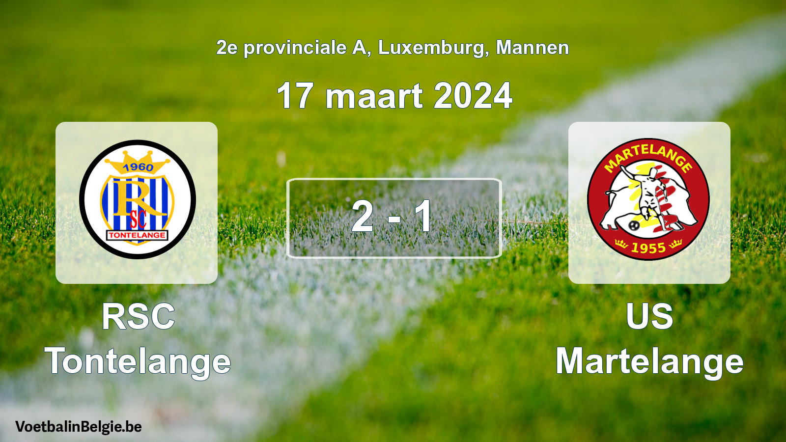 Gespeelde wedstrijd mannenvoetbal: RSC Tontelange - US Martelange 2 - 1 (17 maart 2024)
