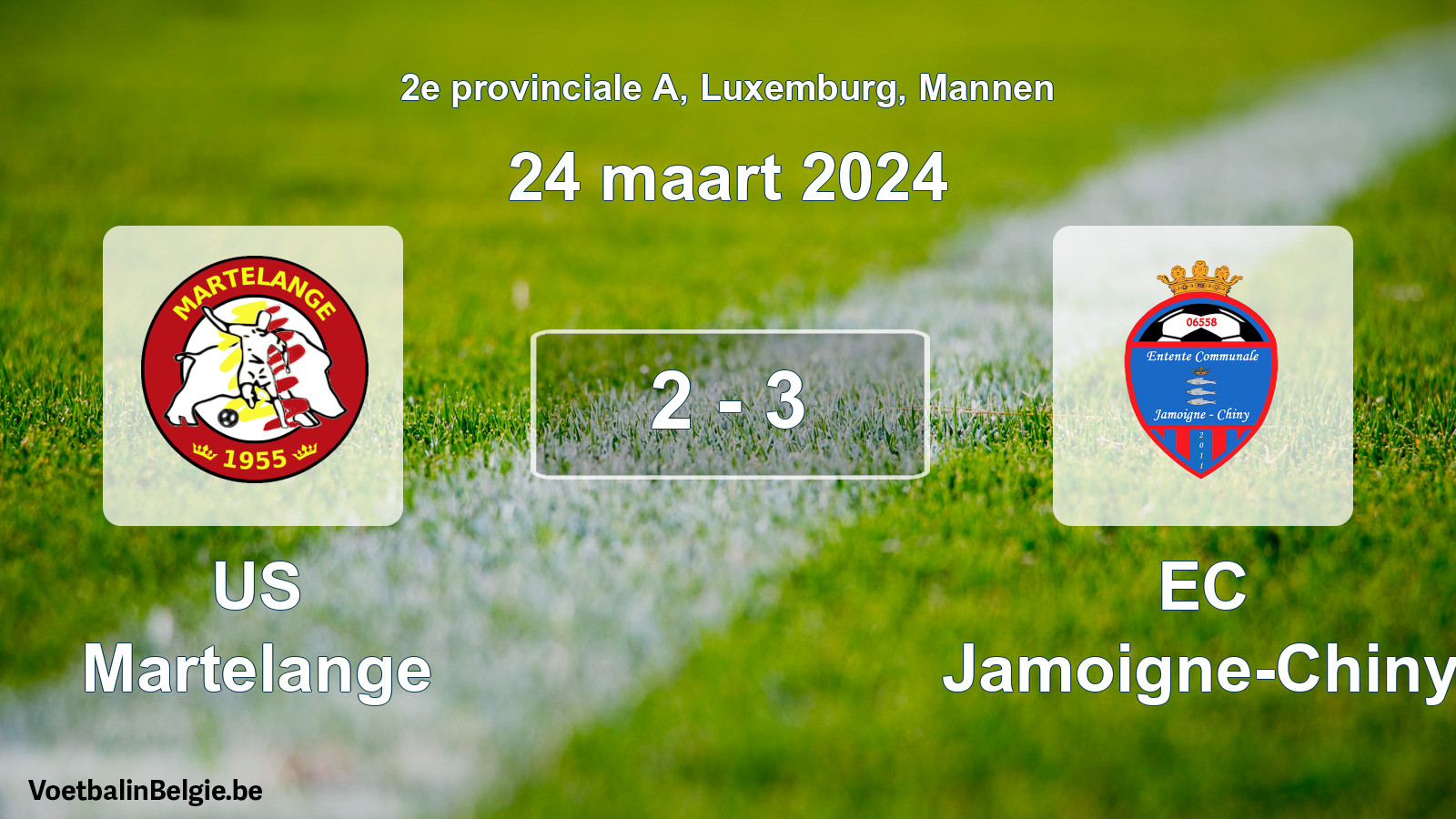 Gespeelde wedstrijd mannenvoetbal: US Martelange - EC Jamoigne-Chiny 2 - 3 (24 maart 2024)