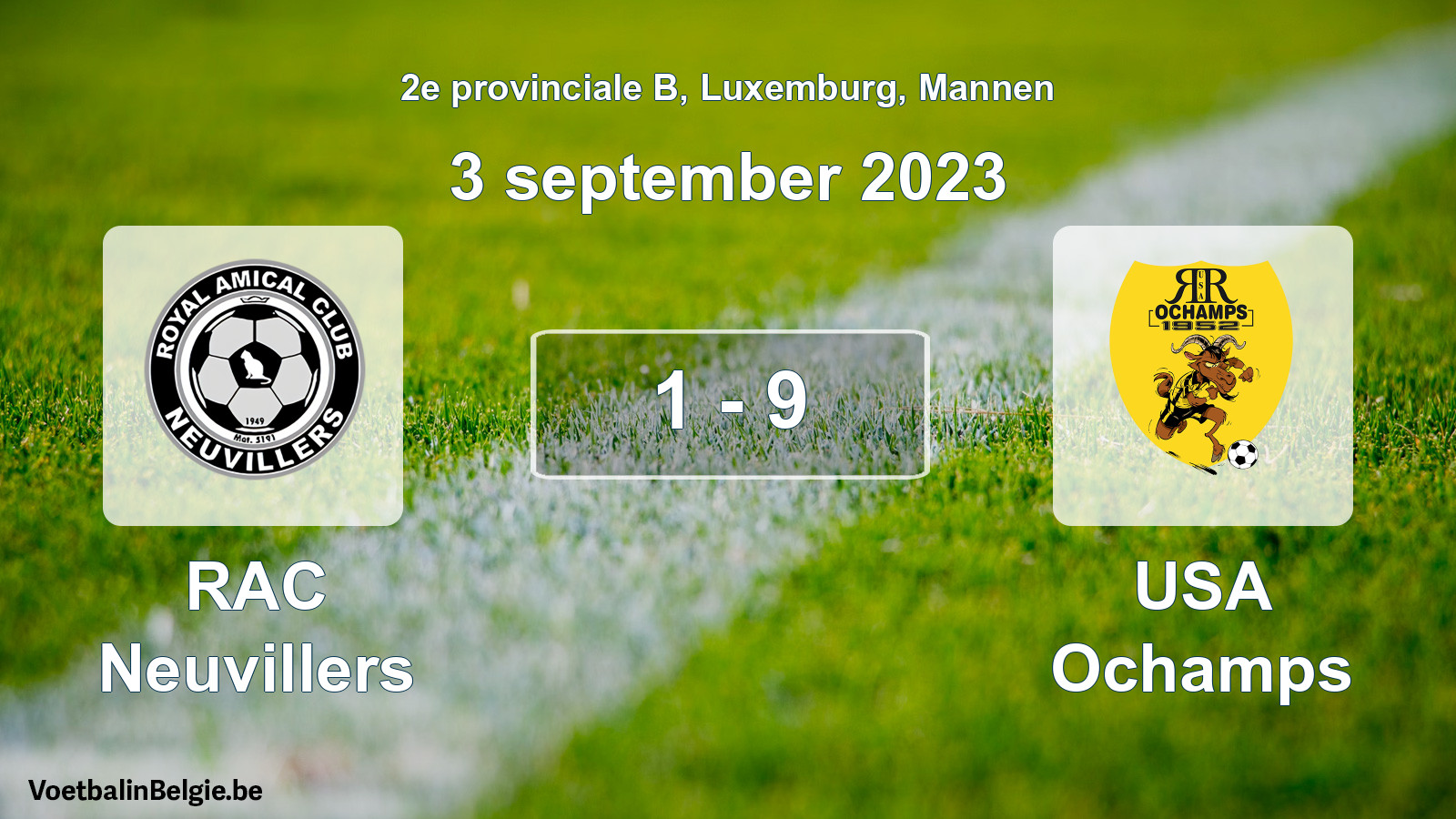 Gespeelde wedstrijd mannenvoetbal: RAC Neuvillers - USA Ochamps 1 - 9 (3 september 2023)