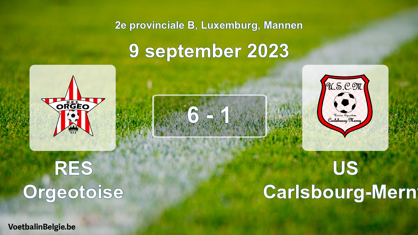 Gespeelde wedstrijd mannenvoetbal: RES Orgeotoise - US Carlsbourg-Merny 6 - 1 (9 september 2023)