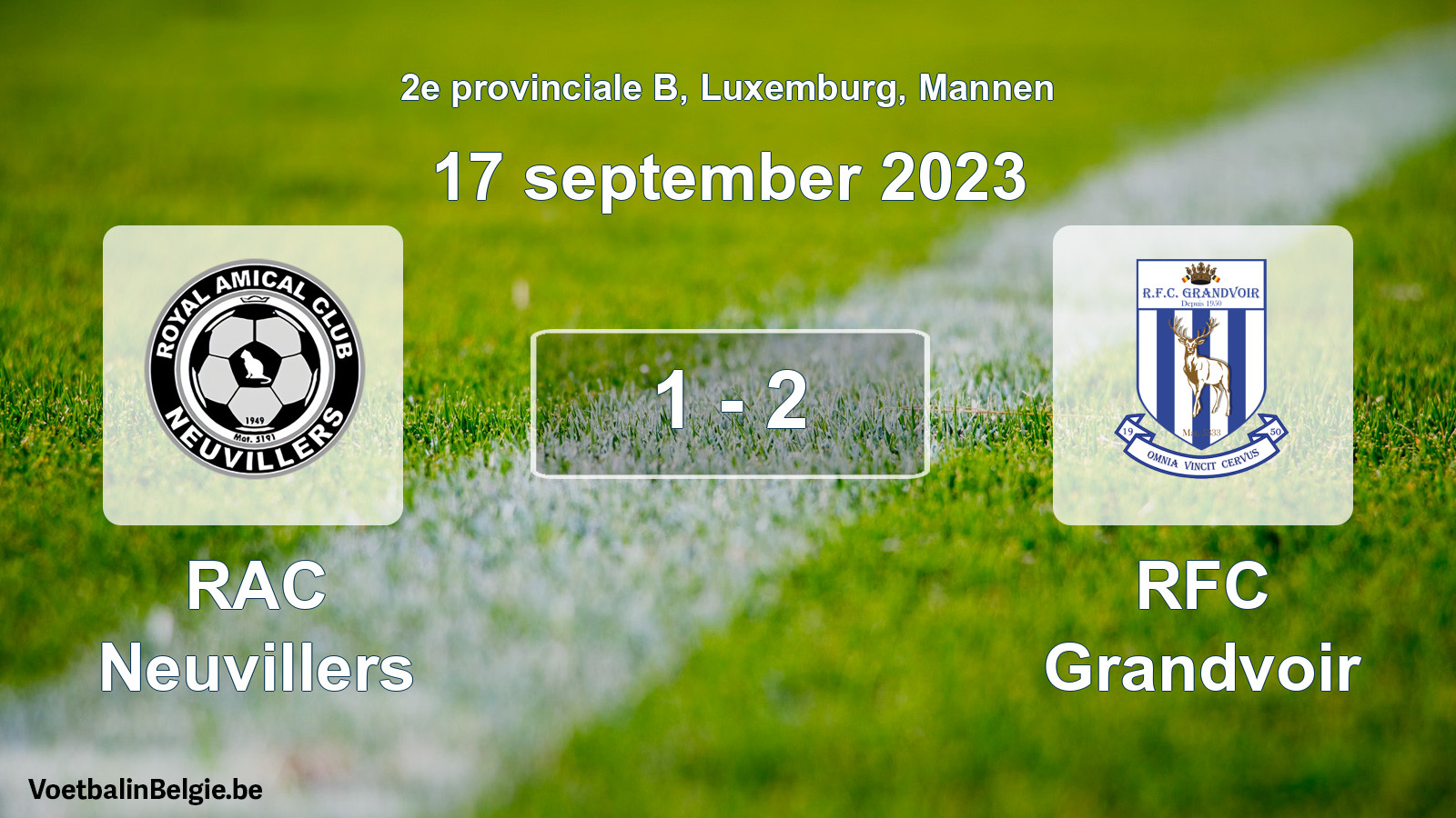 Gespeelde wedstrijd mannenvoetbal: RAC Neuvillers - RFC Grandvoir 1 - 2 (17 september 2023)