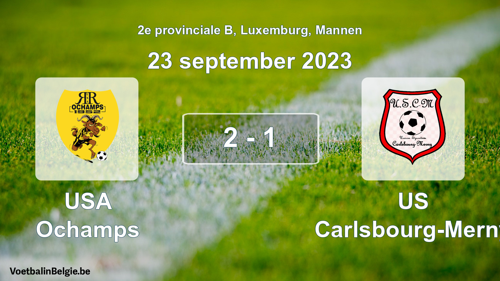 Gespeelde wedstrijd mannenvoetbal: USA Ochamps - US Carlsbourg-Merny 2 - 1 (23 september 2023)