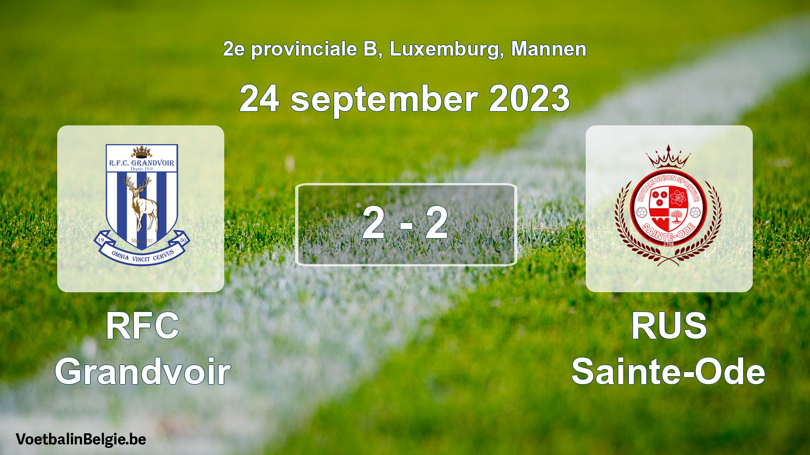 Gespeelde wedstrijd mannenvoetbal: RFC Grandvoir - RUS Sainte-Ode 2 - 2 (24 september 2023)