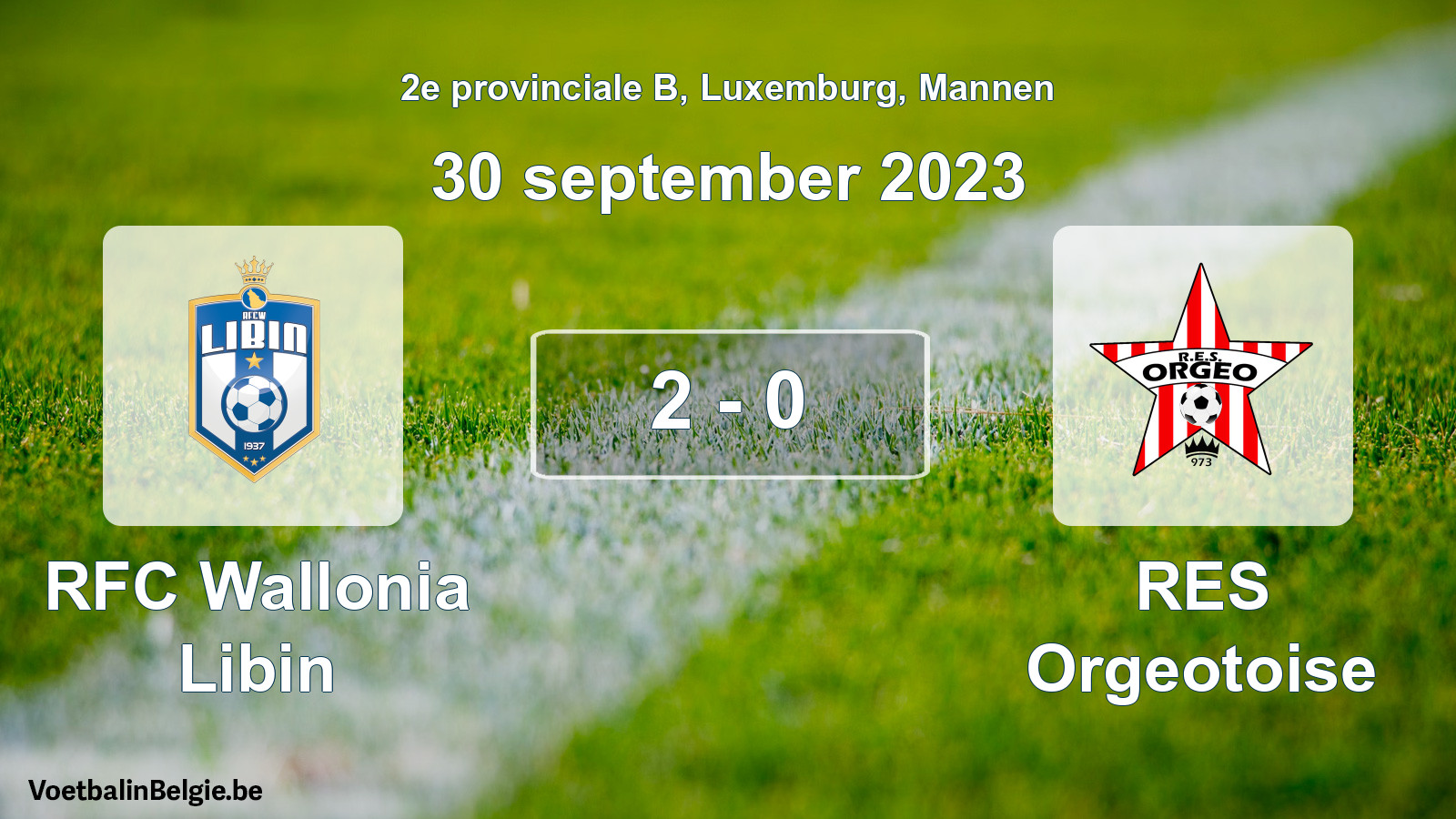Gespeelde wedstrijd mannenvoetbal: RFC Wallonia Libin - RES Orgeotoise 2 - 0 (30 september 2023)