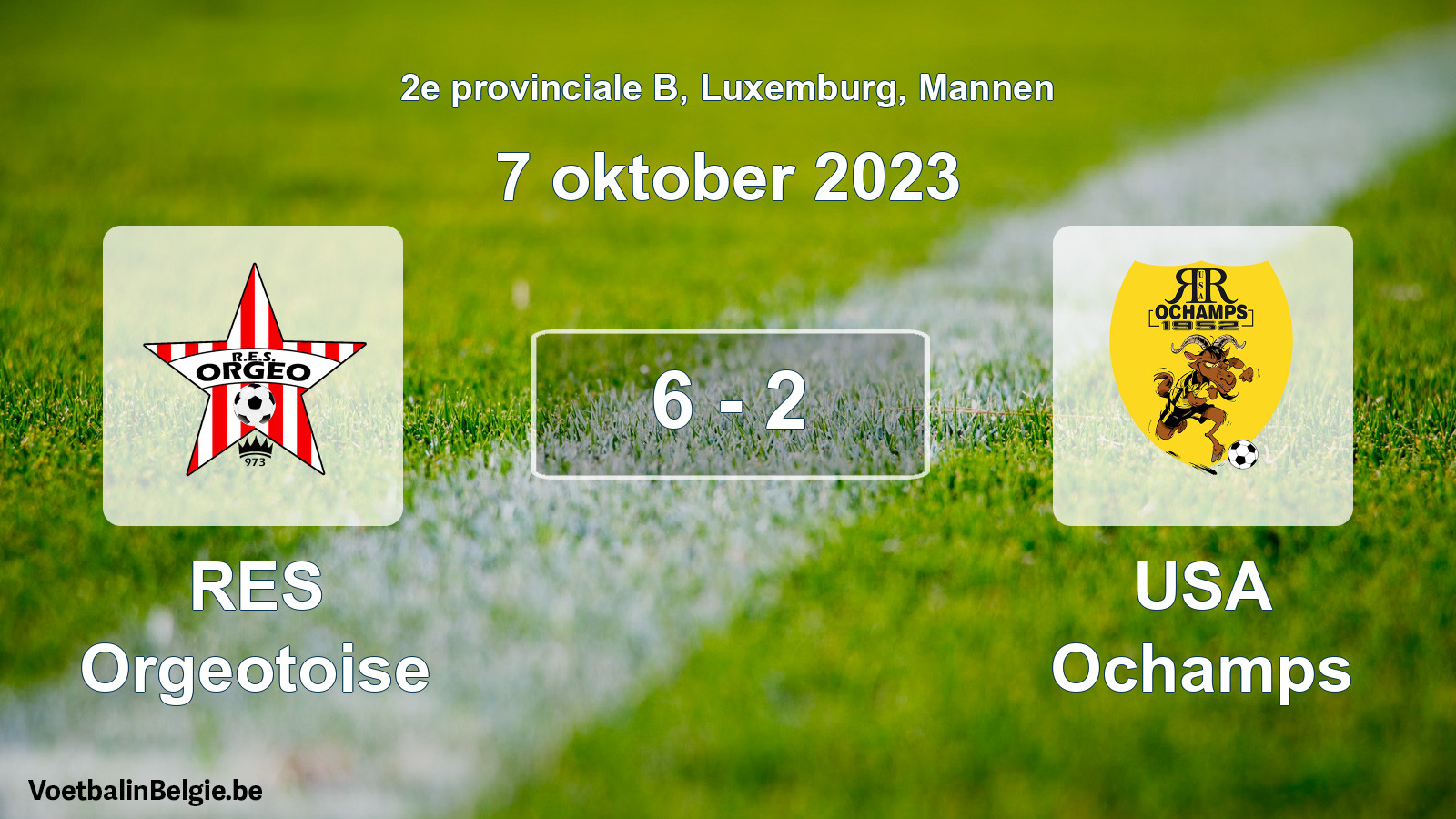 Gespeelde wedstrijd mannenvoetbal: RES Orgeotoise - USA Ochamps 6 - 2 (7 oktober 2023)