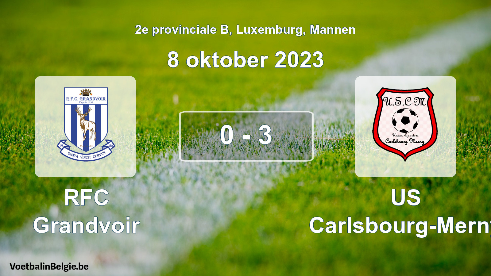 Gespeelde wedstrijd mannenvoetbal: RFC Grandvoir - US Carlsbourg-Merny 0 - 3 (8 oktober 2023)