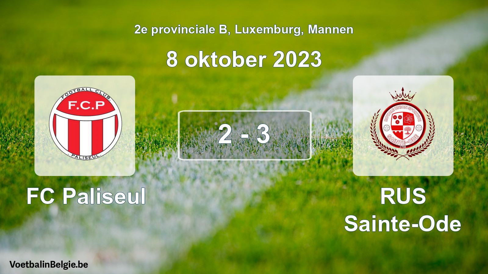 Gespeelde wedstrijd mannenvoetbal: FC Paliseul - RUS Sainte-Ode 2 - 3 (8 oktober 2023)