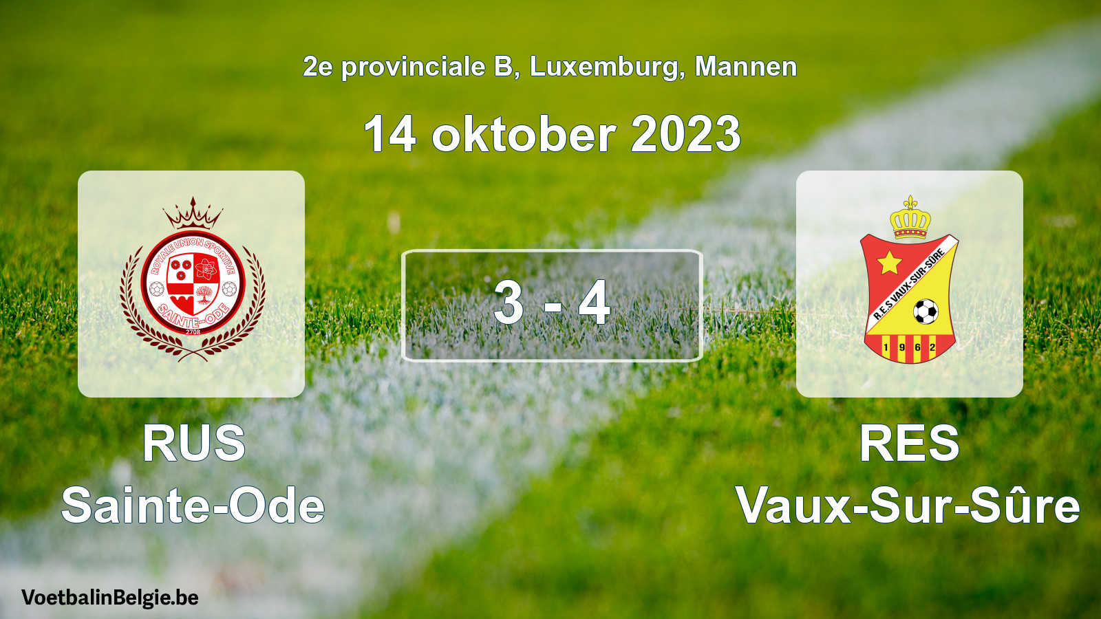 Played match men football: RUS Sainte-Ode - RES Vaux-Sur-Sûre 3 - 4 (14 October 2023)
