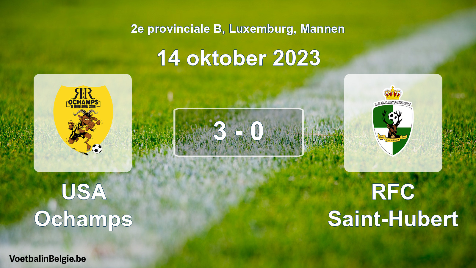 Gespeelde wedstrijd mannenvoetbal: USA Ochamps - RFC Saint-Hubert 3 - 0 (14 oktober 2023)