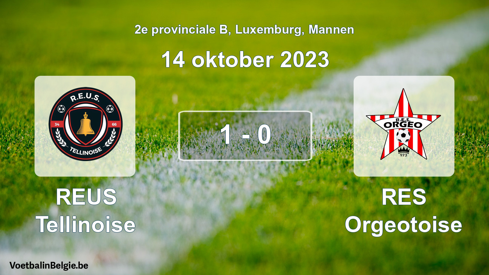 Gespeelde wedstrijd mannenvoetbal: REUS Tellinoise - RES Orgeotoise 1 - 0 (14 oktober 2023)