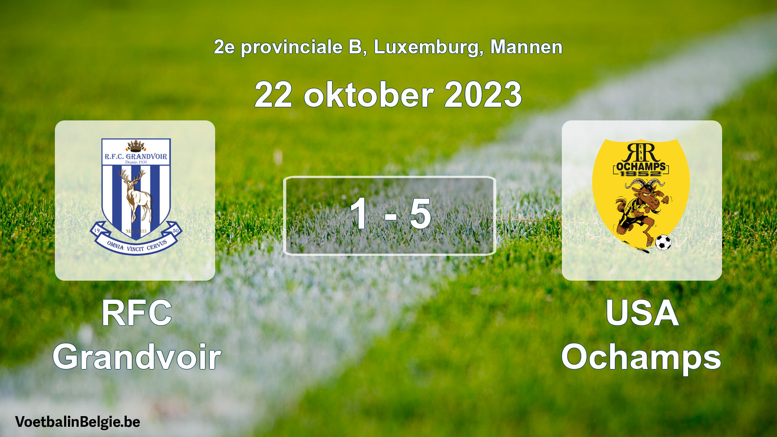 Gespeelde wedstrijd mannenvoetbal: RFC Grandvoir - USA Ochamps 1 - 5 (22 oktober 2023)
