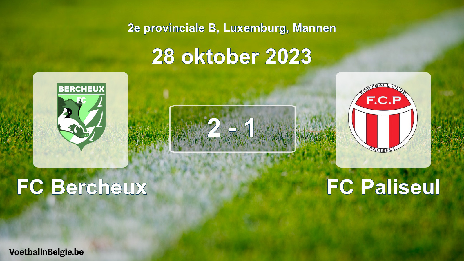 Gespeelde wedstrijd mannenvoetbal: FC Bercheux - FC Paliseul 2 - 1 (28 oktober 2023)