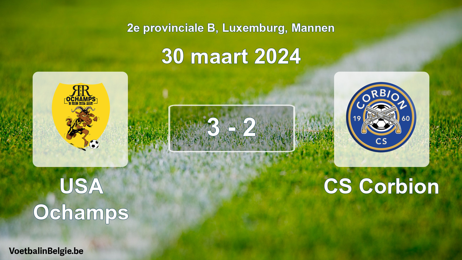 Gespeelde wedstrijd mannenvoetbal: USA Ochamps - CS Corbion 3 - 2 (30 maart 2024)