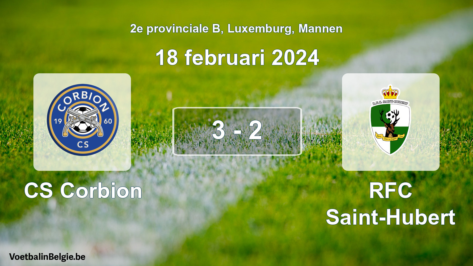 Gespeelde wedstrijd mannenvoetbal: CS Corbion - RFC Saint-Hubert 3 - 2 (18 februari 2024)