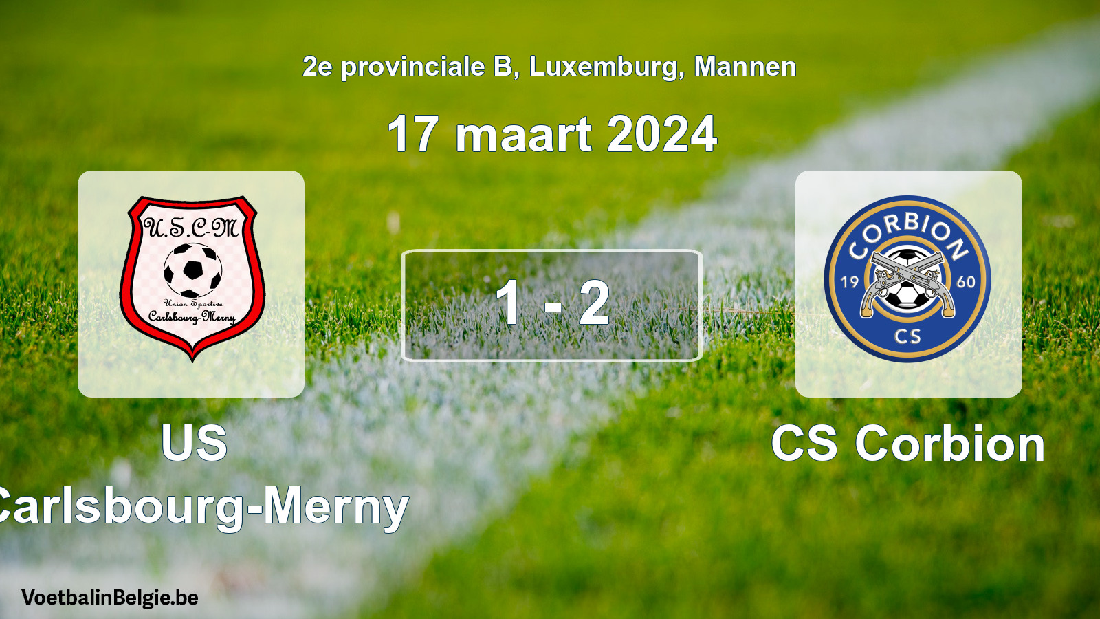 Gespeelde wedstrijd mannenvoetbal: US Carlsbourg-Merny - CS Corbion 1 - 2 (17 maart 2024)