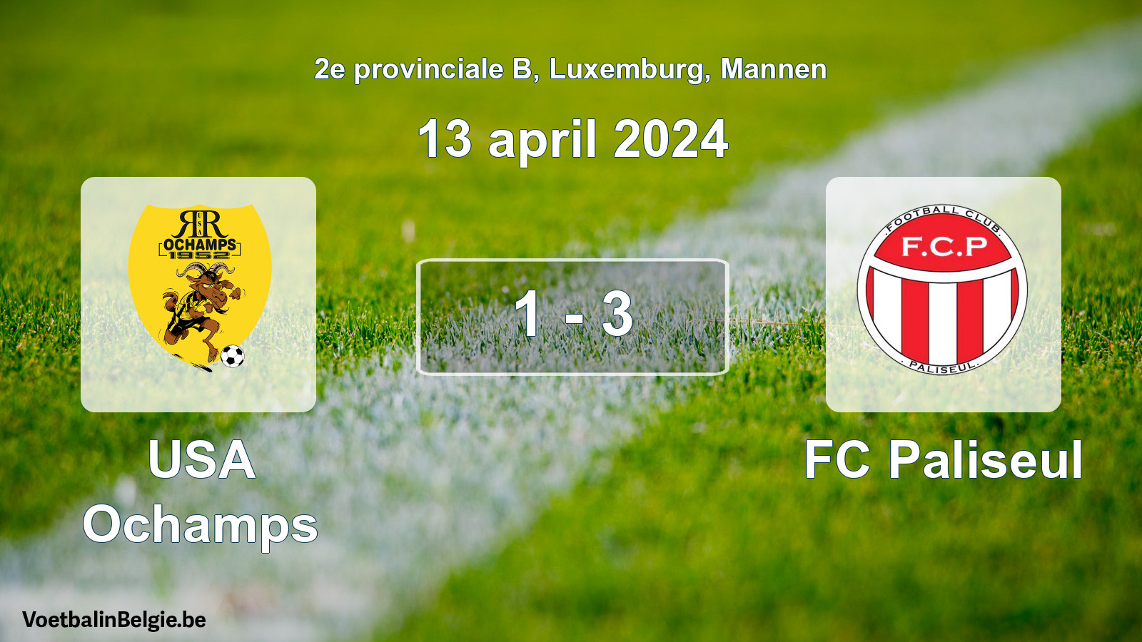Gespeelde wedstrijd mannenvoetbal: USA Ochamps - FC Paliseul 1 - 3 (13 april 2024)