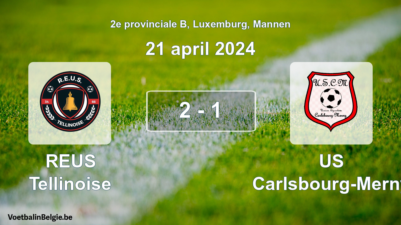 Gespeelde wedstrijd mannenvoetbal: REUS Tellinoise - US Carlsbourg-Merny 2 - 1 (21 april 2024)