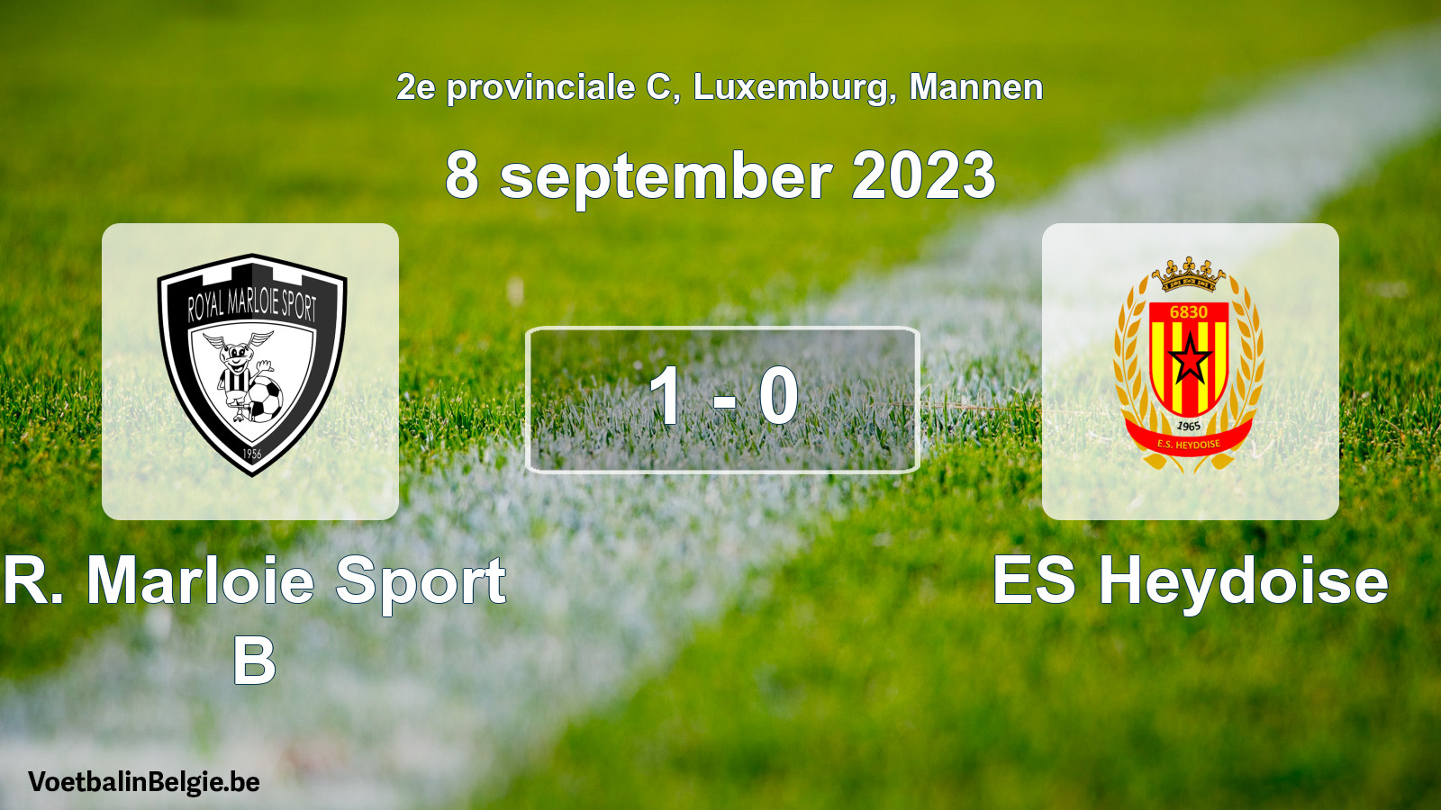 Gespeelde wedstrijd mannenvoetbal: R. Marloie Sport B - ES Heydoise 1 - 0 (8 september 2023)