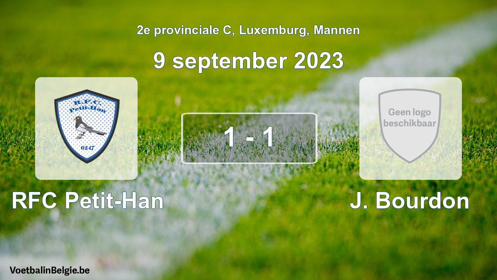 Gespeelde wedstrijd mannenvoetbal: RFC Petit-Han - J. Bourdon 1 - 1 (9 september 2023)