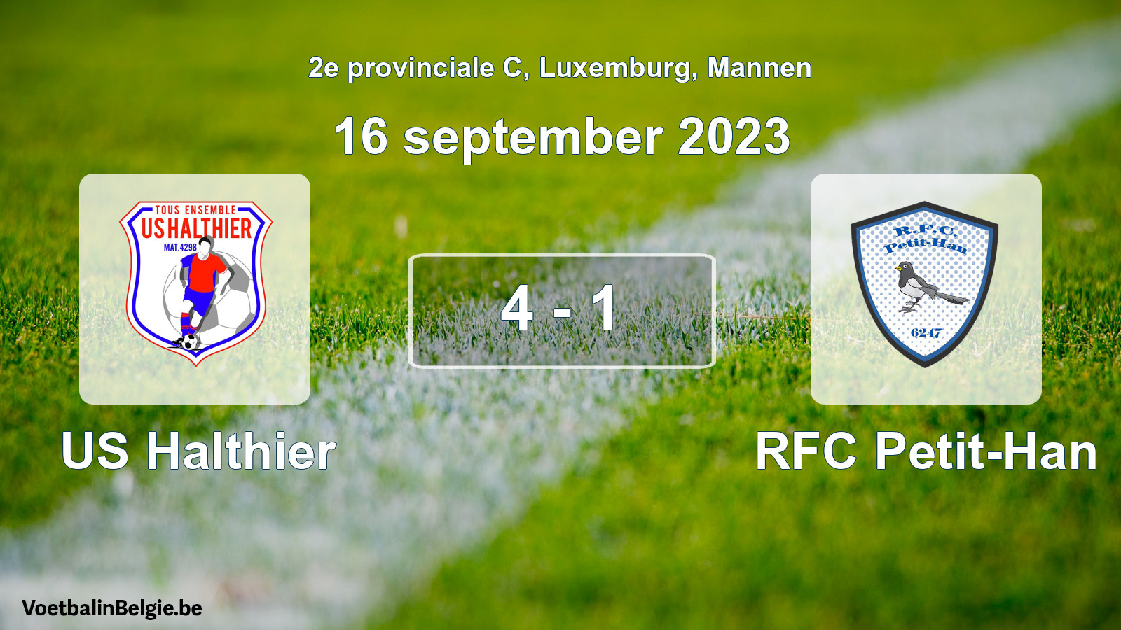 Gespeelde wedstrijd mannenvoetbal: US Halthier - RFC Petit-Han 4 - 1 (16 september 2023)
