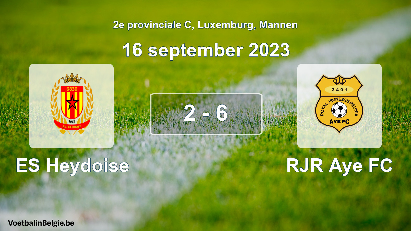 Gespeelde wedstrijd mannenvoetbal: ES Heydoise - RJR Aye FC 2 - 6 (16 september 2023)