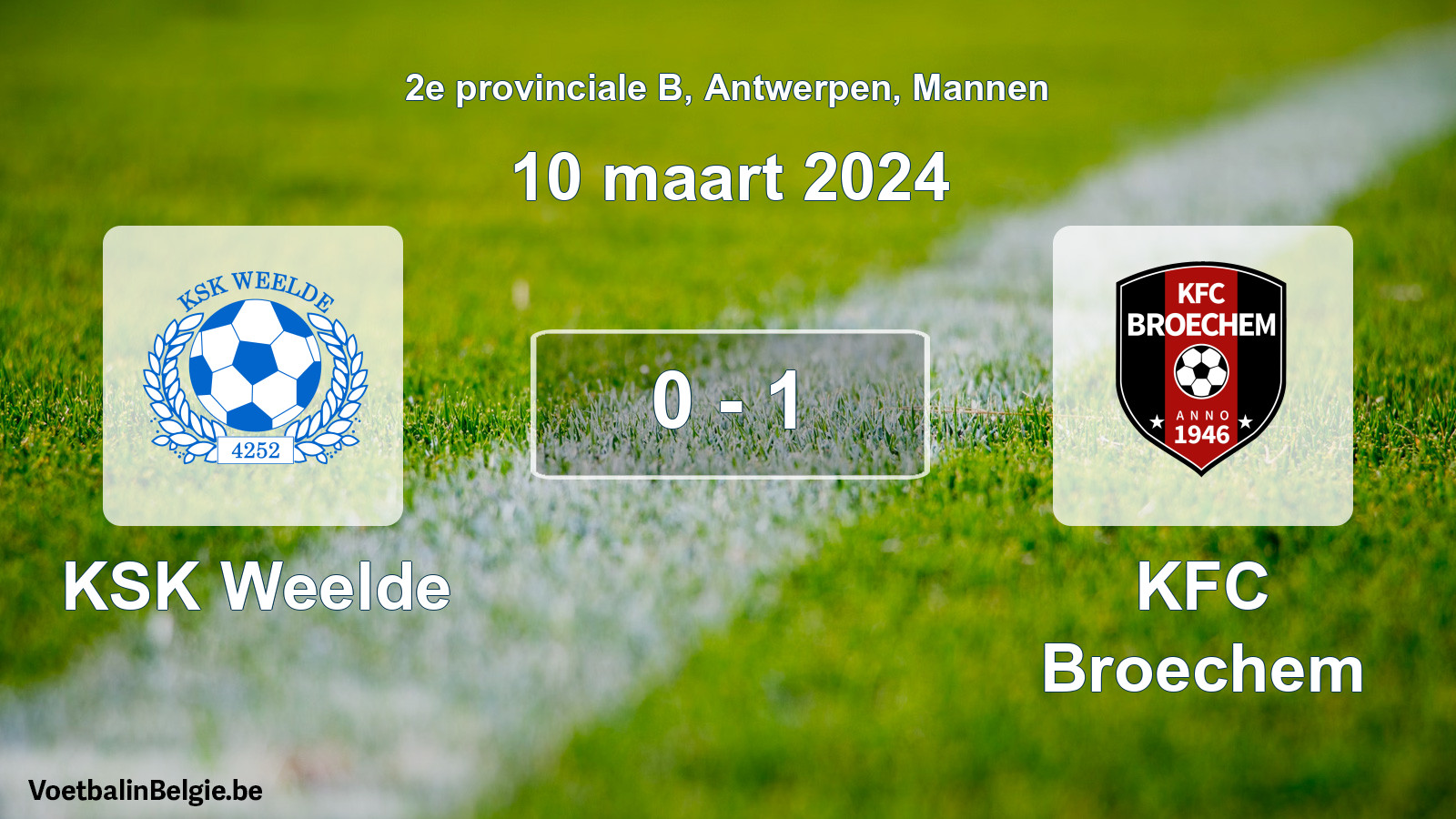 Gespeelde wedstrijd mannenvoetbal: KSK Weelde - KFC Broechem 0 - 1 (10 maart 2024)