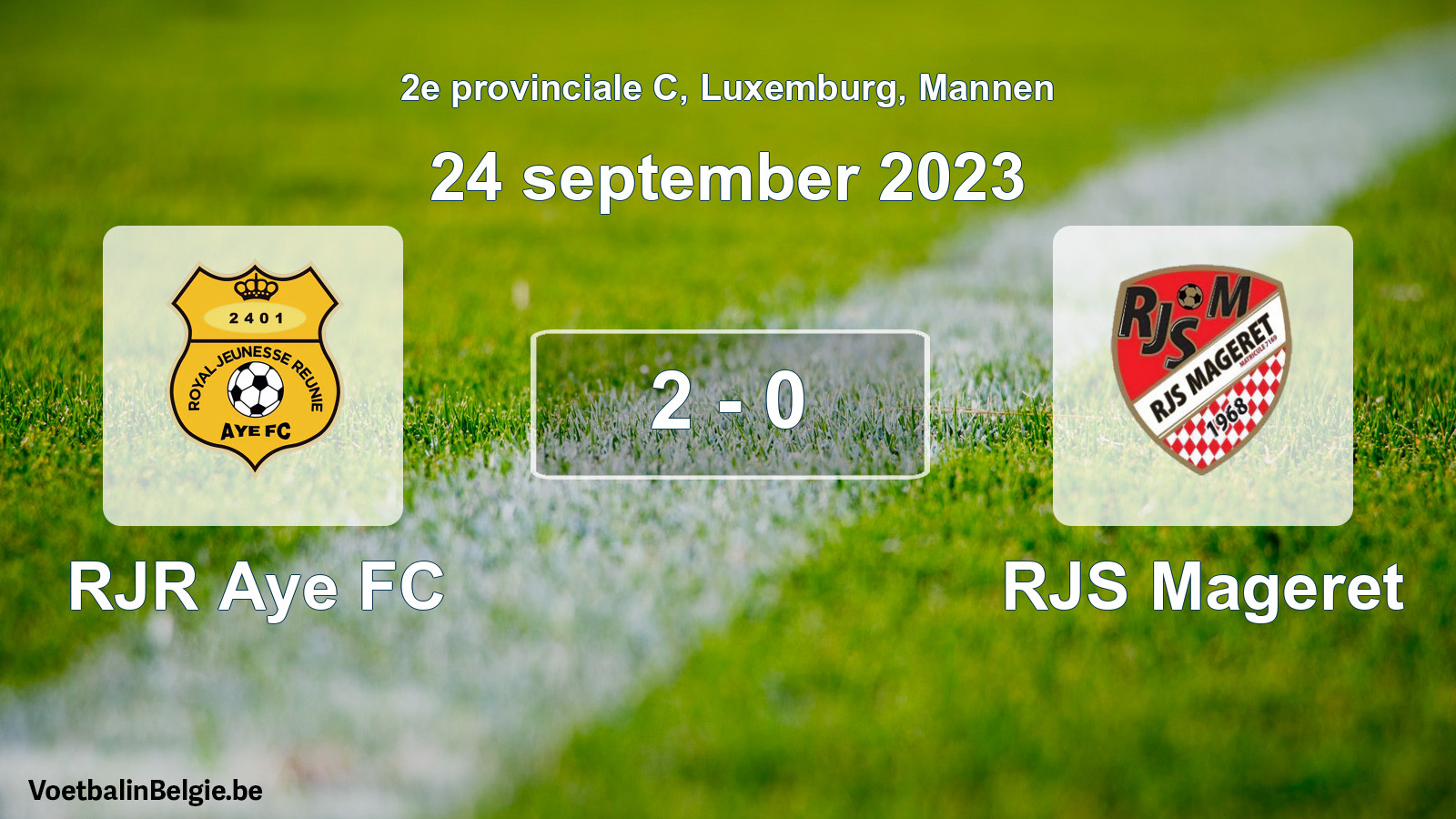 Gespeelde wedstrijd mannenvoetbal: RJR Aye FC - RJS Mageret 2 - 0 (24 september 2023)