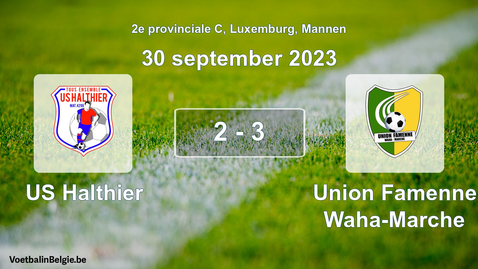 Gespeelde wedstrijd mannenvoetbal: US Halthier - Union Famenne Waha-Marche 2 - 3 (30 september 2023)