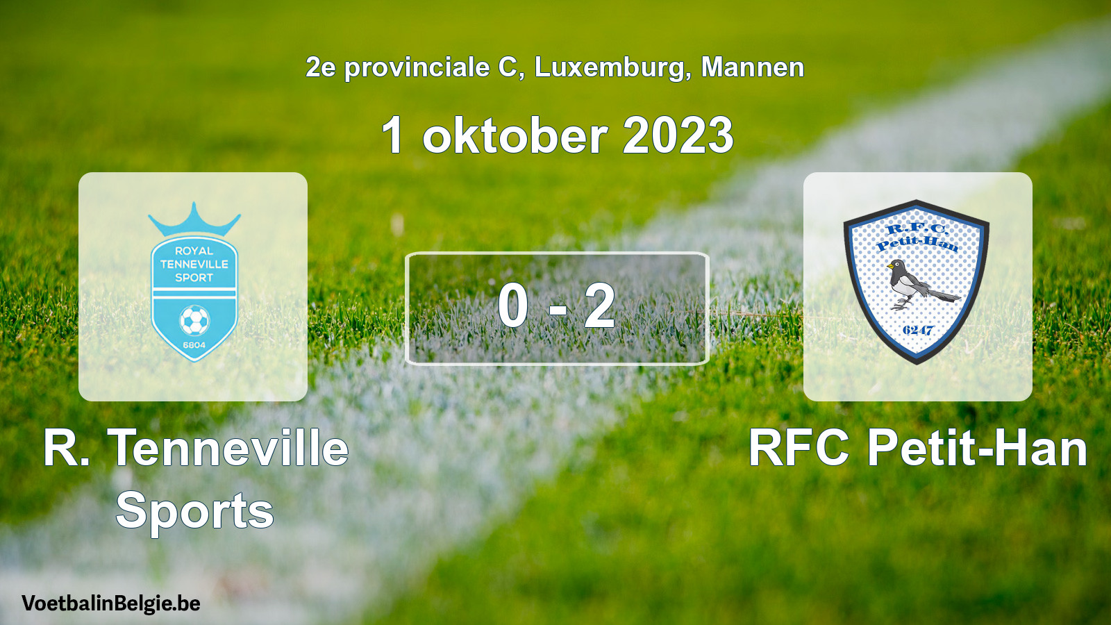 Gespeelde wedstrijd mannenvoetbal: R. Tenneville Sports - RFC Petit-Han 0 - 2 (1 oktober 2023)
