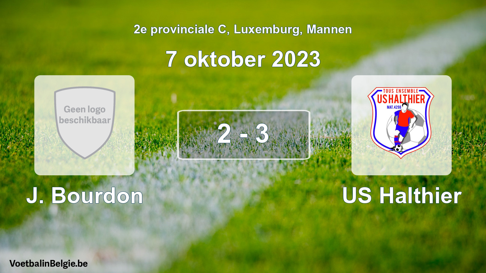 Gespeelde wedstrijd mannenvoetbal: J. Bourdon - US Halthier 2 - 3 (7 oktober 2023)