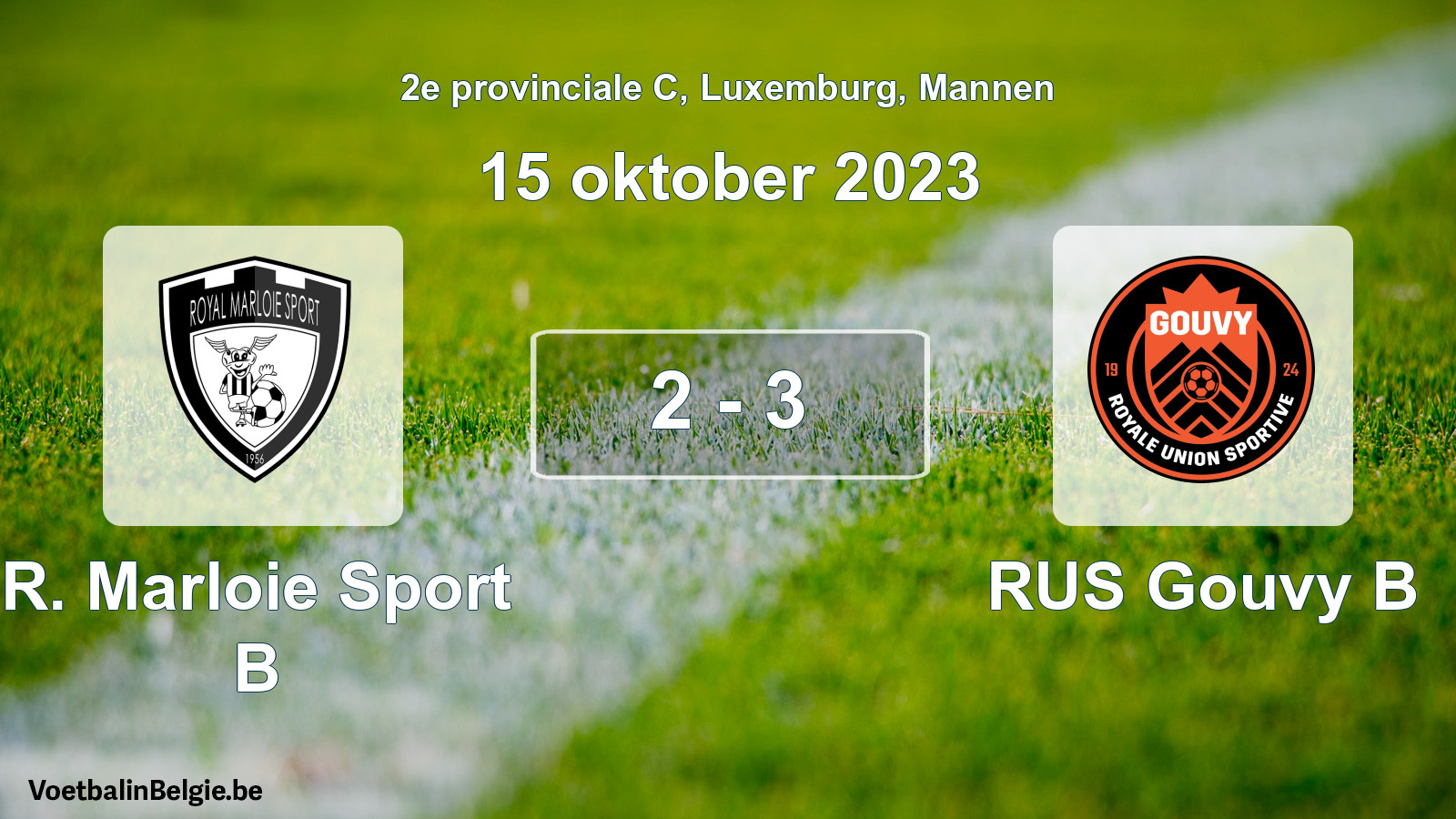 Gespeelde wedstrijd mannenvoetbal: R. Marloie Sport B - RUS Gouvy B 2 - 3 (15 oktober 2023)