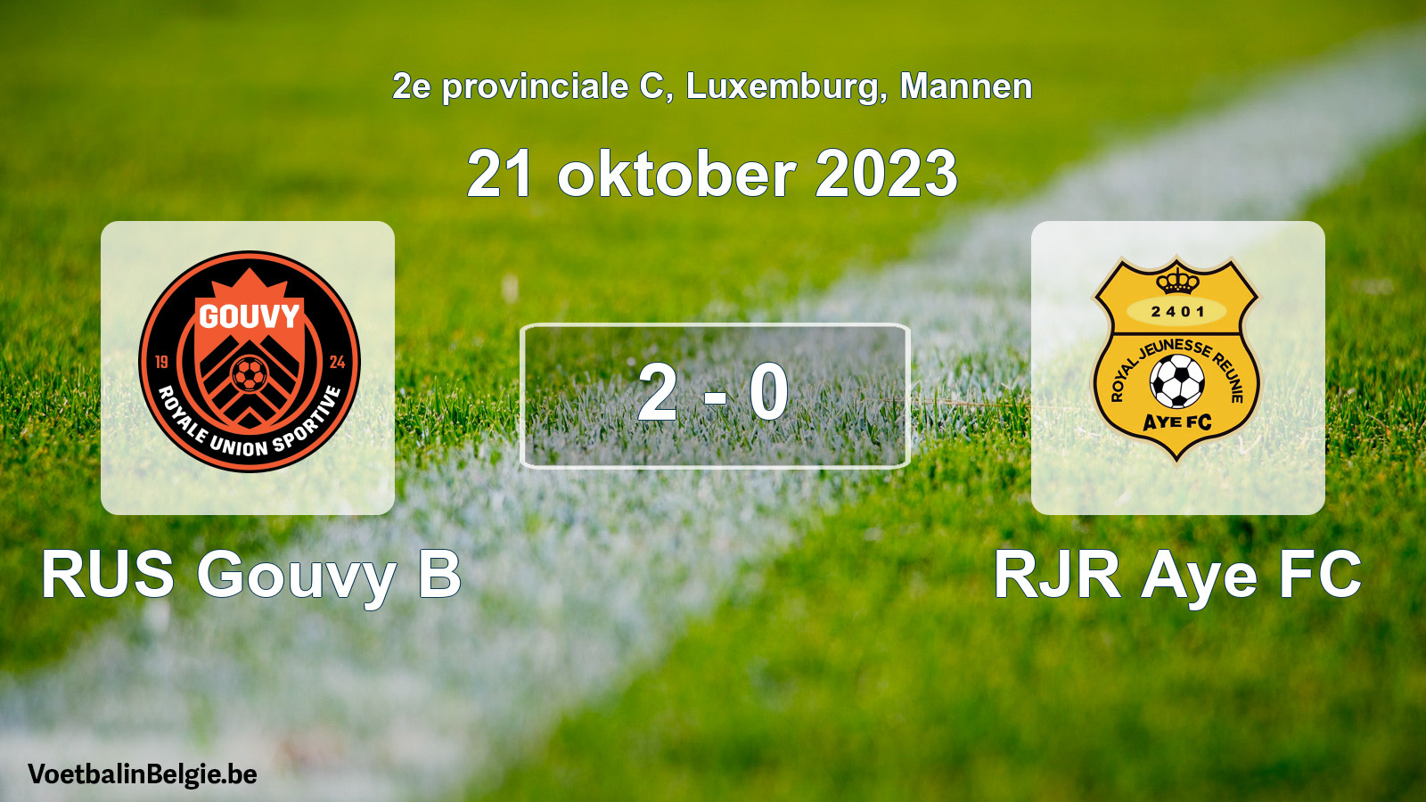 Gespeelde wedstrijd mannenvoetbal: RUS Gouvy B - RJR Aye FC 2 - 0 (21 oktober 2023)