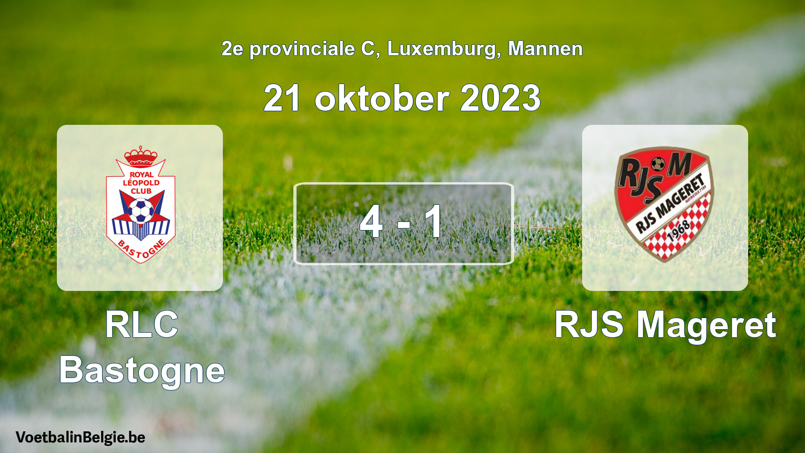 Gespeelde wedstrijd mannenvoetbal: RLC Bastogne - RJS Mageret 4 - 1 (21 oktober 2023)