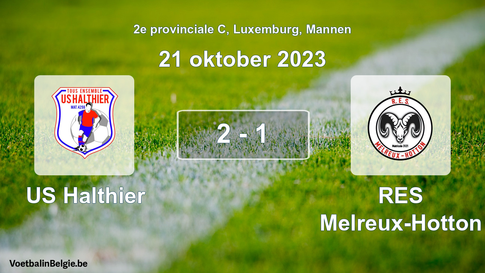 Gespeelde wedstrijd mannenvoetbal: US Halthier - RES Melreux-Hotton 2 - 1 (21 oktober 2023)