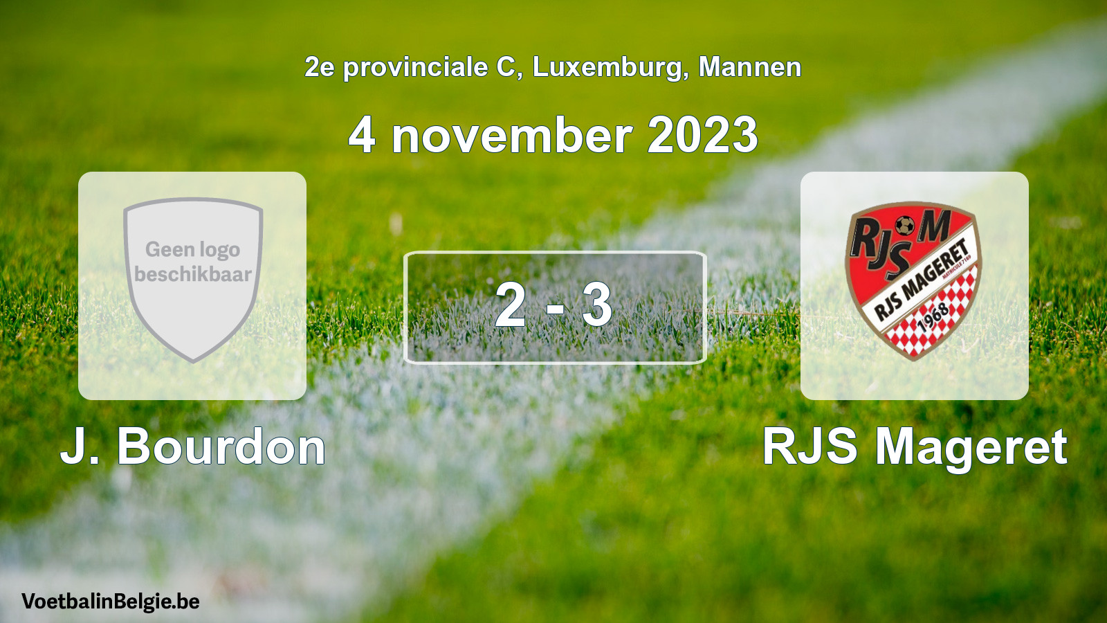 Gespeelde wedstrijd mannenvoetbal: J. Bourdon - RJS Mageret 2 - 3 (4 november 2023)
