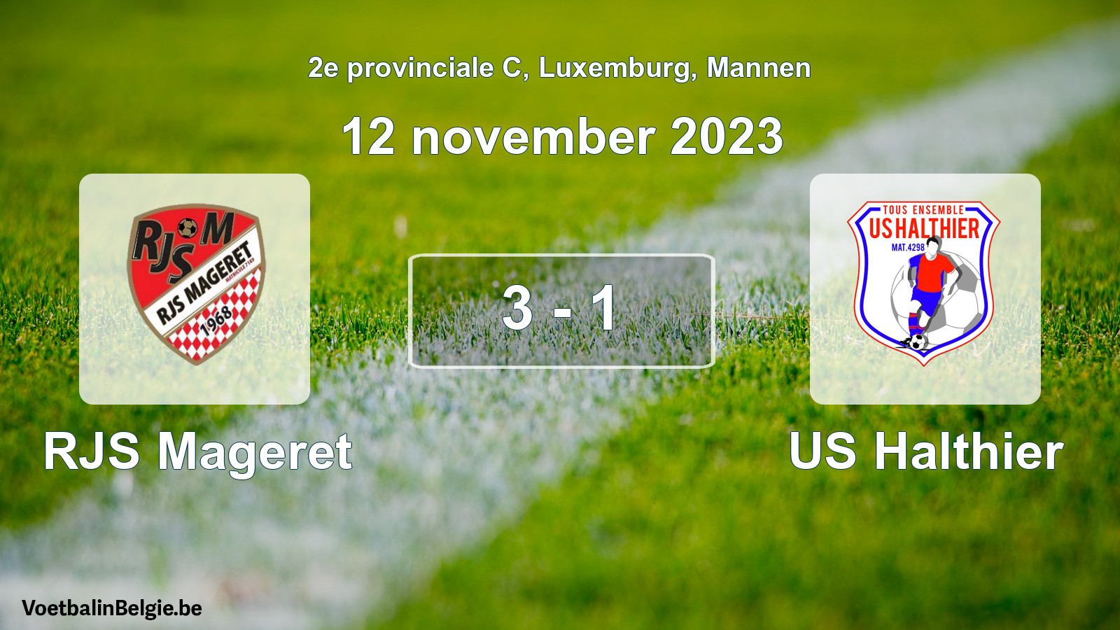 Gespeelde wedstrijd mannenvoetbal: RJS Mageret - US Halthier 3 - 1 (12 november 2023)