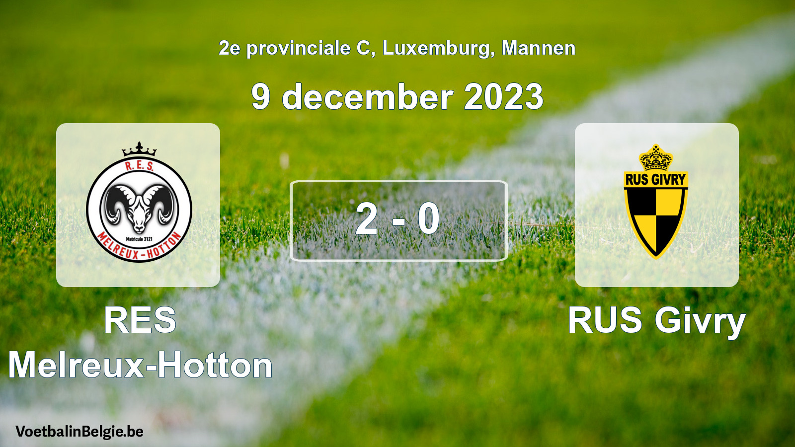 Gespeelde wedstrijd mannenvoetbal: RES Melreux-Hotton - RUS Givry 2 - 0 (9 december 2023)