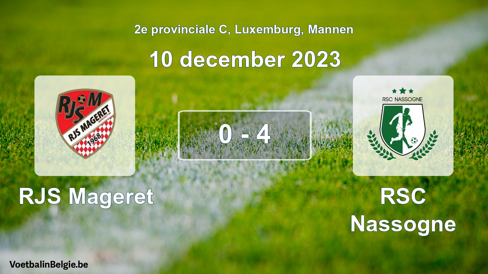 Gespeelde wedstrijd mannenvoetbal: RJS Mageret - RSC Nassogne 0 - 4 (10 december 2023)