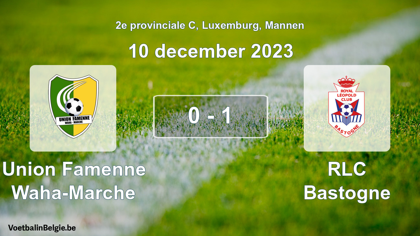 Gespeelde wedstrijd mannenvoetbal: Union Famenne Waha-Marche - RLC Bastogne 0 - 1 (10 december 2023)