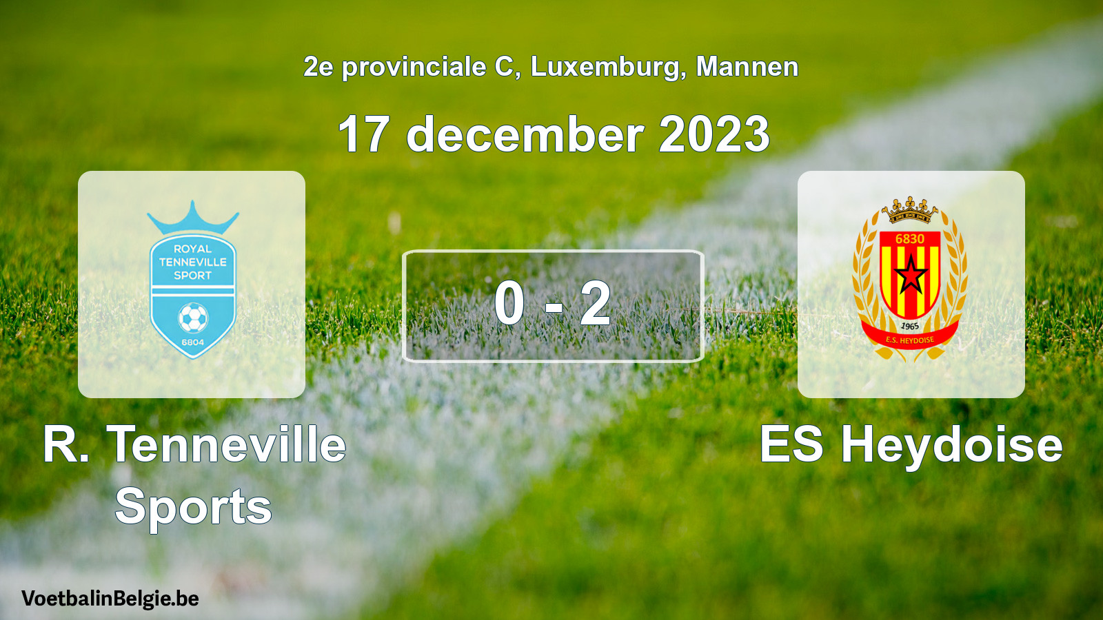 Gespeelde wedstrijd mannenvoetbal: R. Tenneville Sports - ES Heydoise 0 - 2 (17 december 2023)