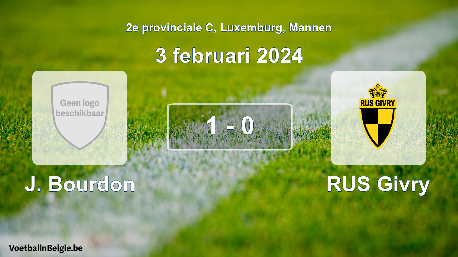 Gespeelde wedstrijd mannenvoetbal: J. Bourdon - RUS Givry 1 - 0 (3 februari 2024)