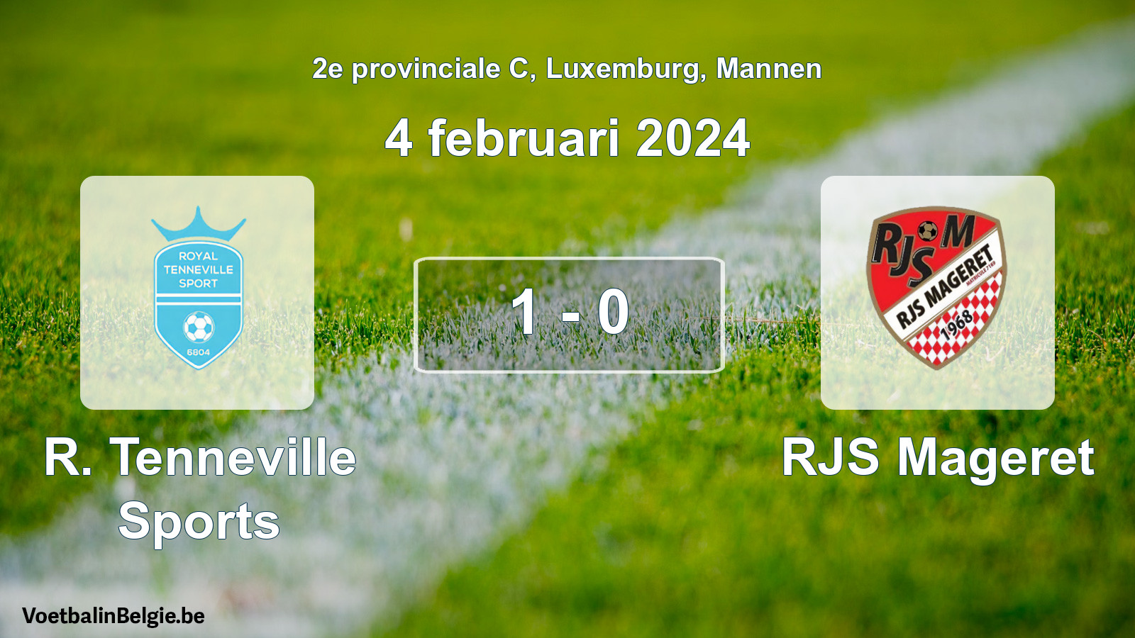 Gespeelde wedstrijd mannenvoetbal: R. Tenneville Sports - RJS Mageret 1 - 0 (4 februari 2024)