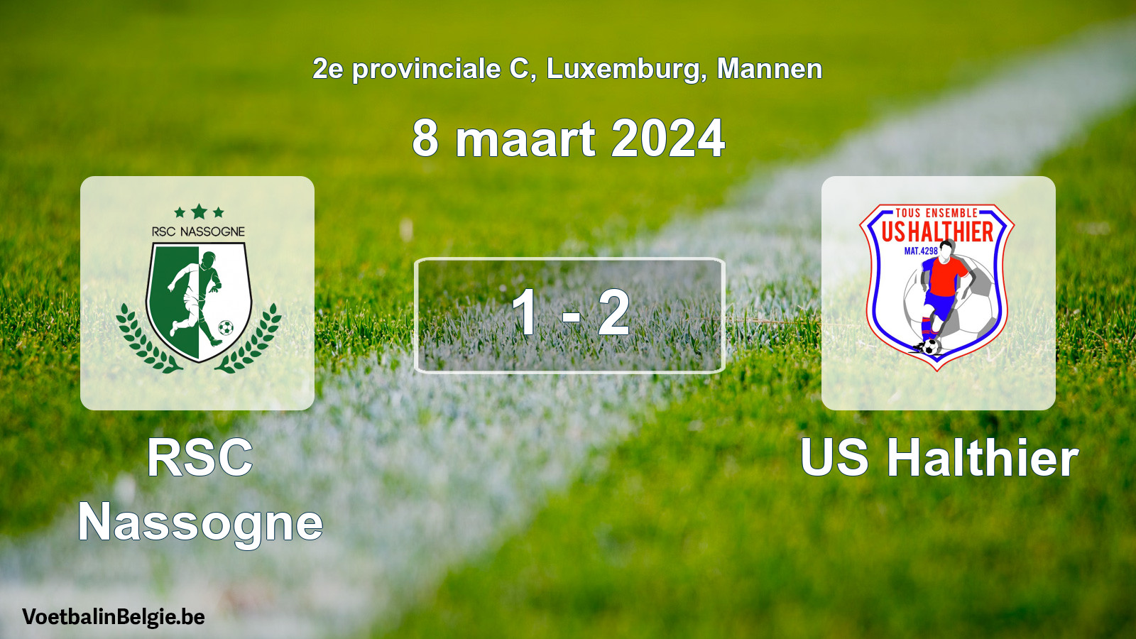 Gespeelde wedstrijd mannenvoetbal: RSC Nassogne - US Halthier 1 - 2 (8 maart 2024)