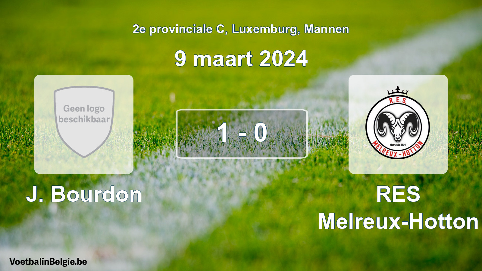 Gespeelde wedstrijd mannenvoetbal: J. Bourdon - RES Melreux-Hotton 1 - 0 (9 maart 2024)