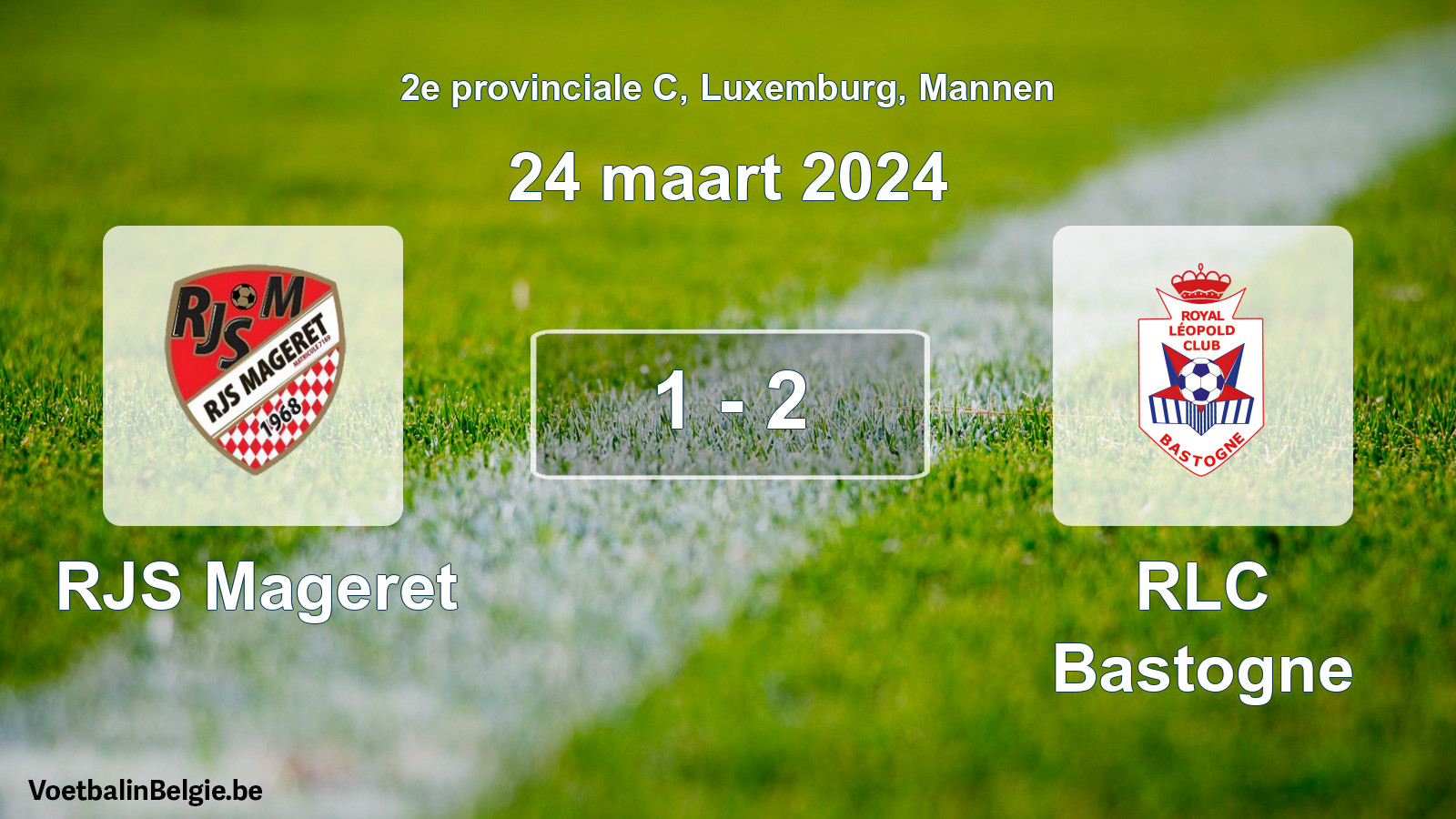 Gespeelde wedstrijd mannenvoetbal: RJS Mageret - RLC Bastogne 1 - 2 (24 maart 2024)