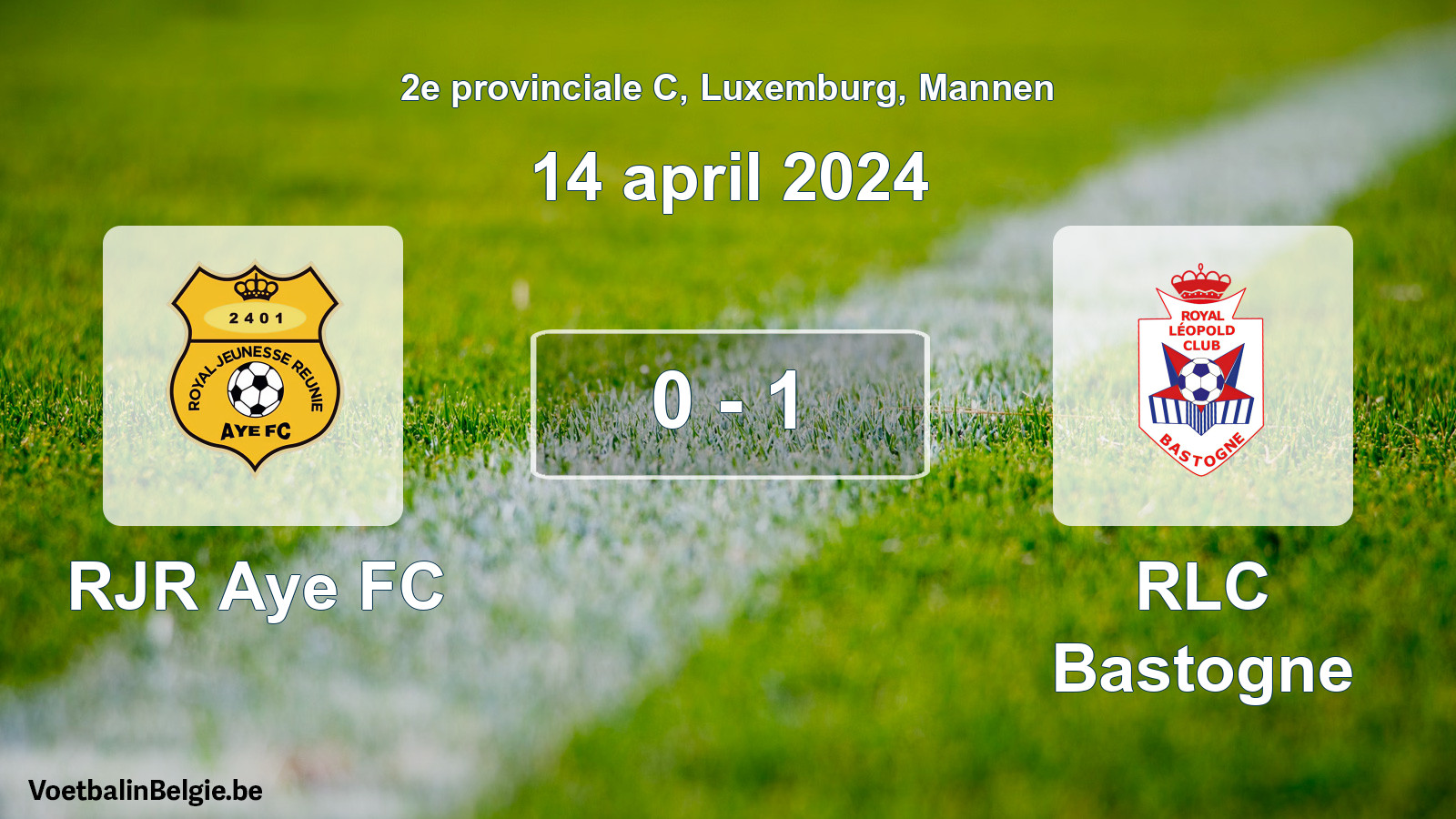 Gespeelde wedstrijd mannenvoetbal: RJR Aye FC - RLC Bastogne 0 - 1 (14 april 2024)
