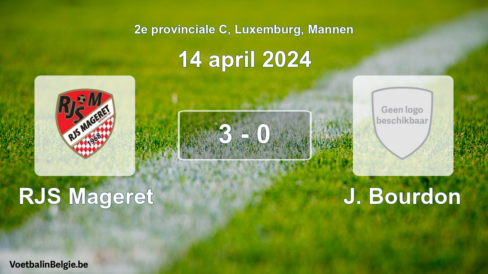 Gespeelde wedstrijd mannenvoetbal: RJS Mageret - J. Bourdon 3 - 0 (14 april 2024)