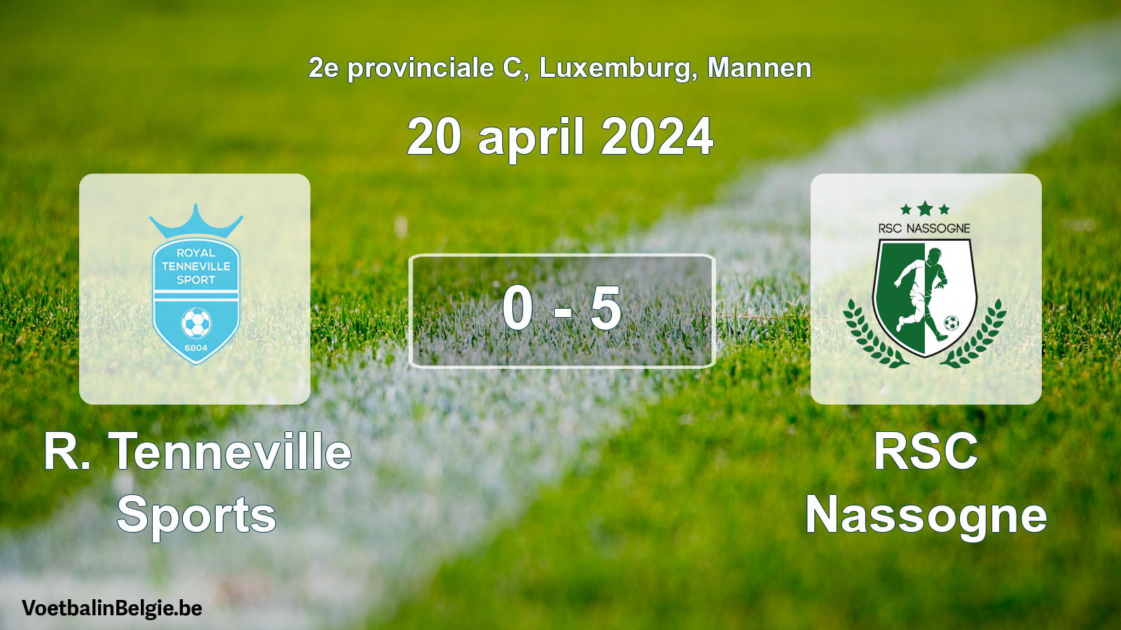 Gespeelde wedstrijd mannenvoetbal: R. Tenneville Sports - RSC Nassogne 0 - 5 (20 april 2024)