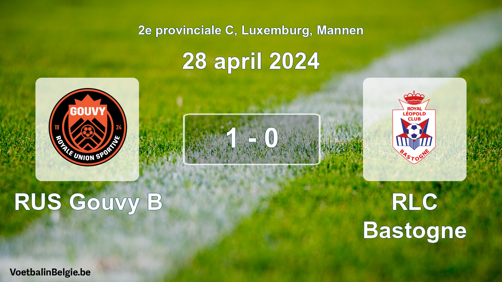 Gespeelde wedstrijd mannenvoetbal: RUS Gouvy B - RLC Bastogne 1 - 0 (28 april 2024)