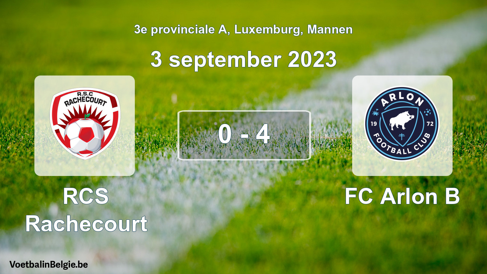 Gespeelde wedstrijd mannenvoetbal: RCS Rachecourt - FC Arlon B 0 - 4 (3 september 2023)